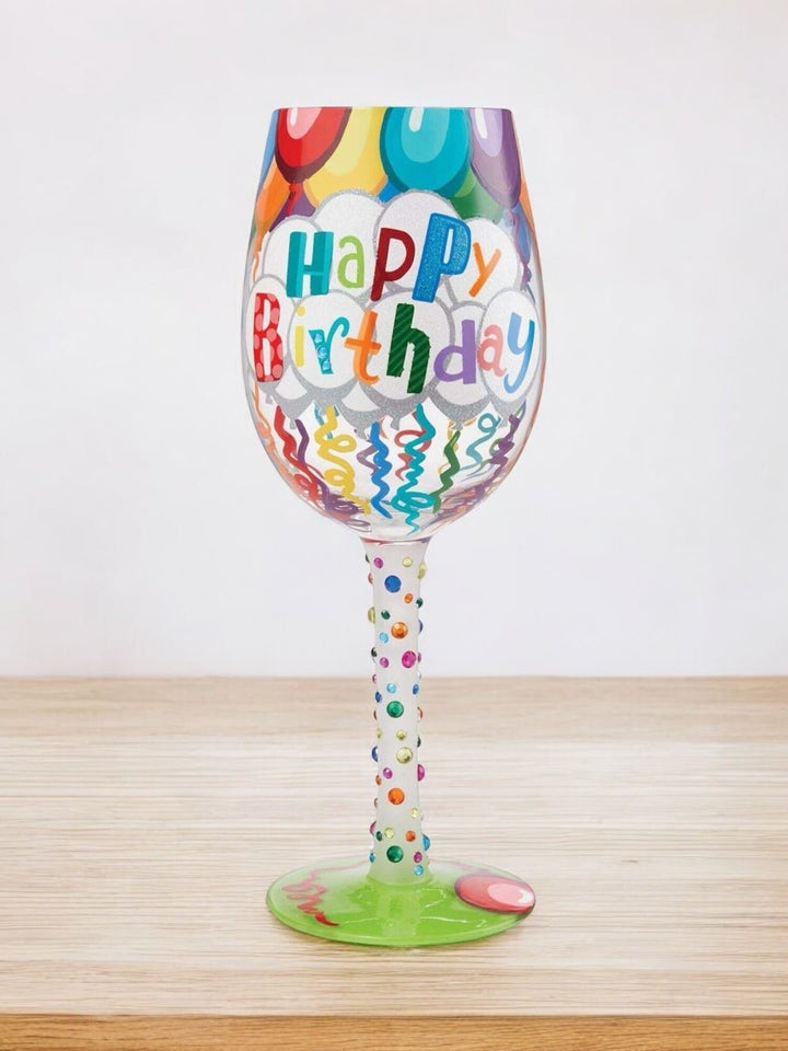 'Happy Birthday' Streamers Wine Glass