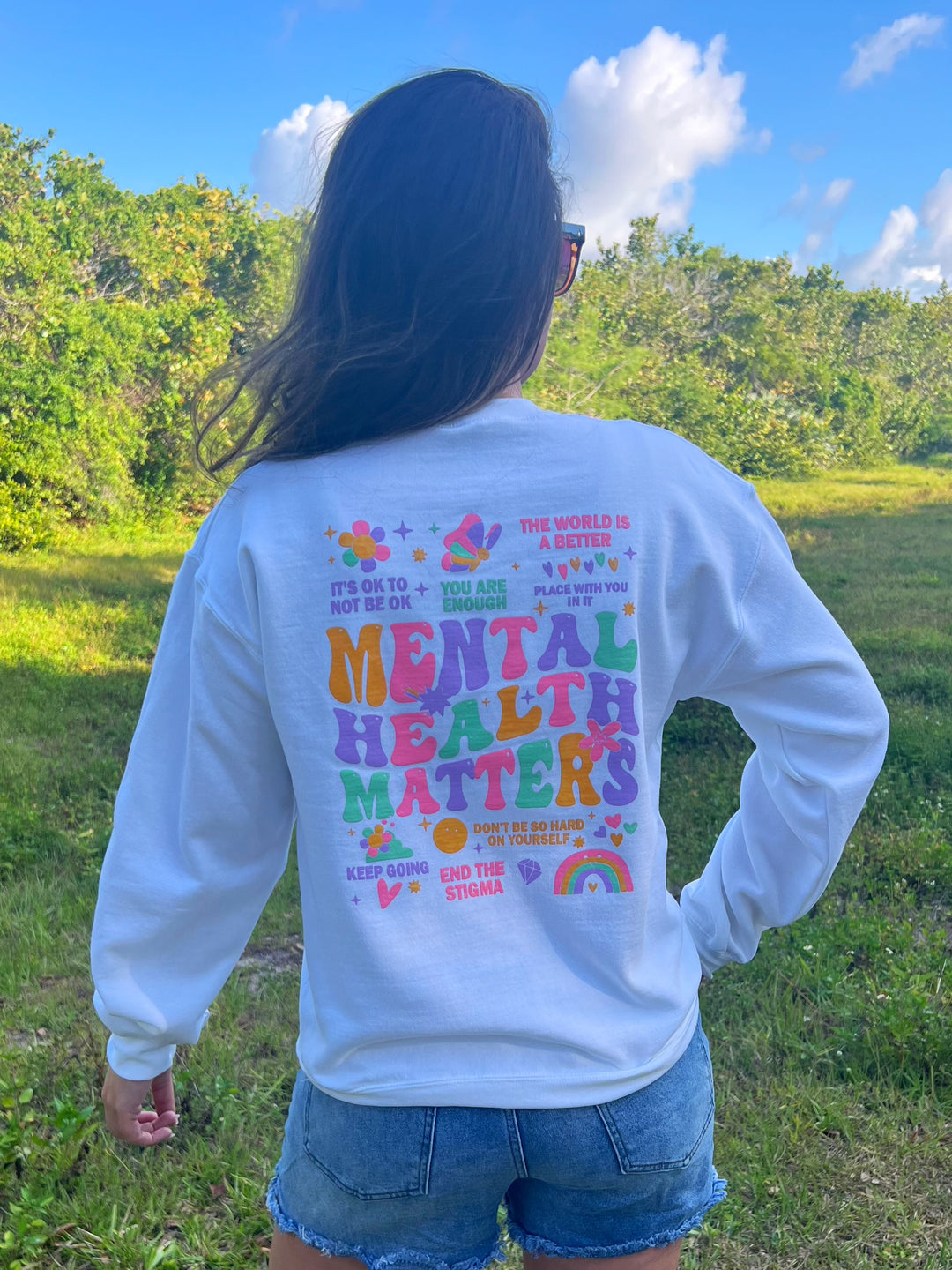 'Mental Health Matters' Multicolor Graphic Sweatshirt: Prep Obsessed x Weather With Lauren