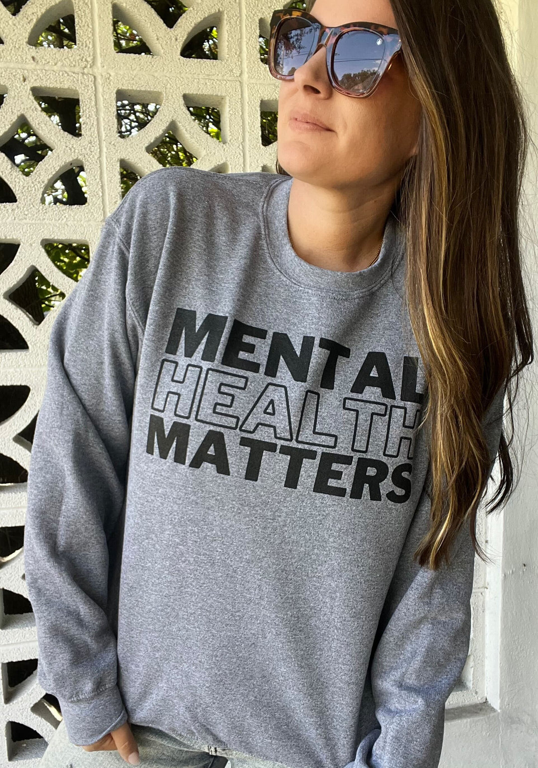 'Mental Health Matters' Block Printed Graphic Sweatshirt: Prep Obsessed x Weather With Lauren