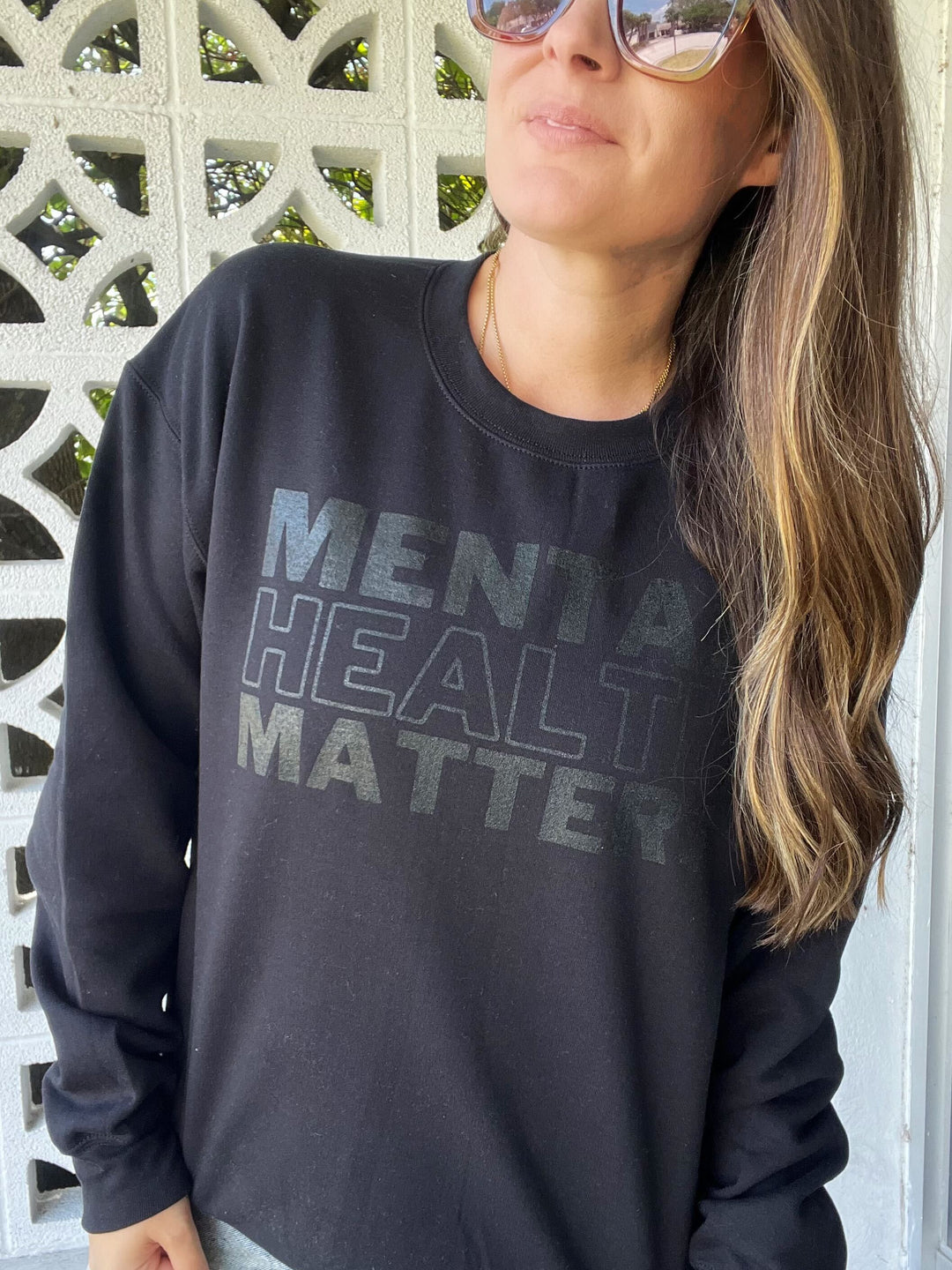 'Mental Health Matters' Block Printed Graphic Sweatshirt: Prep Obsessed x Weather With Lauren