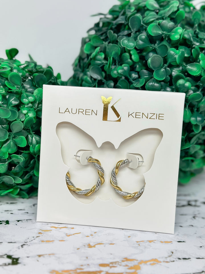 Janel Two Tone Hoops by Lauren Kenzie