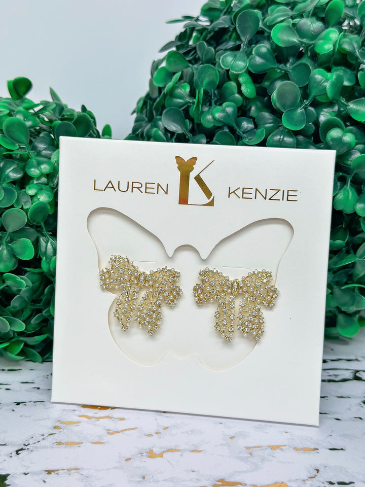 Classic Pearl Bow Studs by Lauren Kenzie