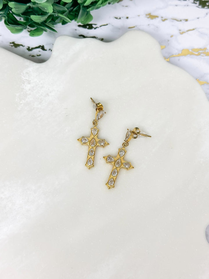 Diamond Cross Earrings by Lauren Kenzie