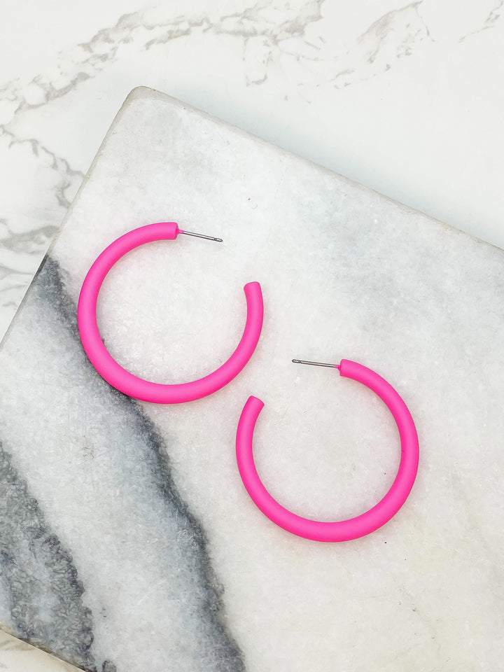 The Classic Enamel Hoop - Neon Pink