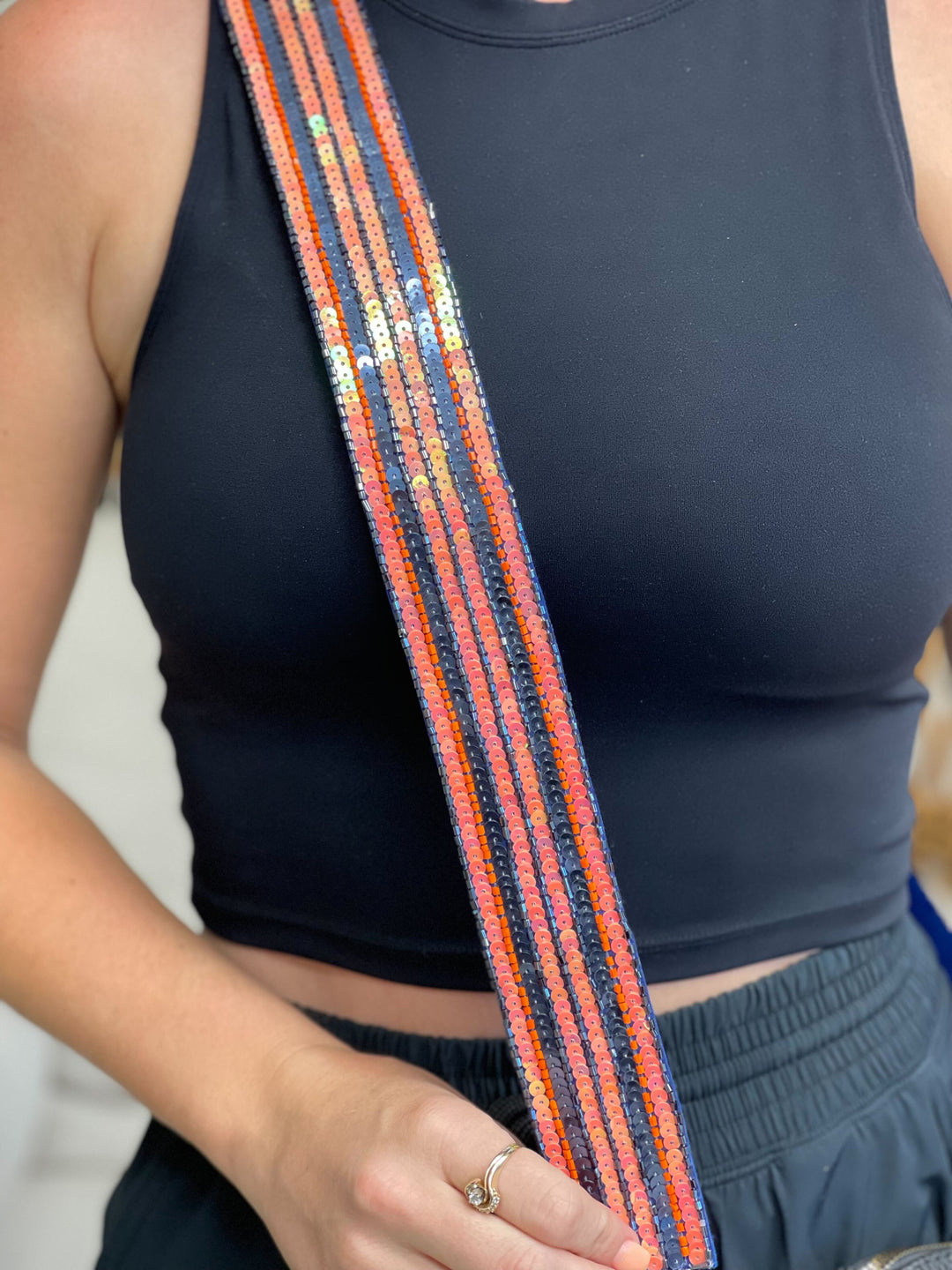 Sequin Purse Strap - Orange & Blue