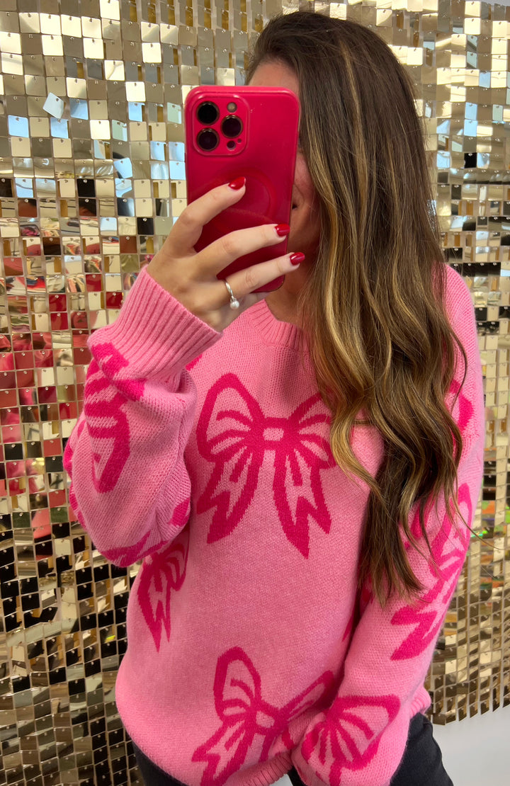 Christy Bow Sweater - Pink (Ships in 3 Weeks)