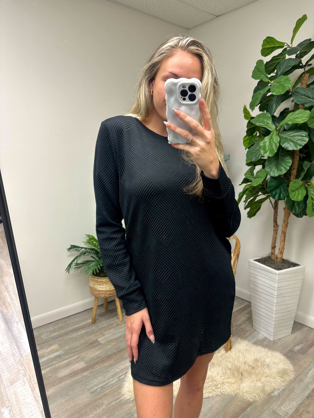 DOORBUSTER: Terri Textured Shift Dress (Ships 2-3 Weeks)