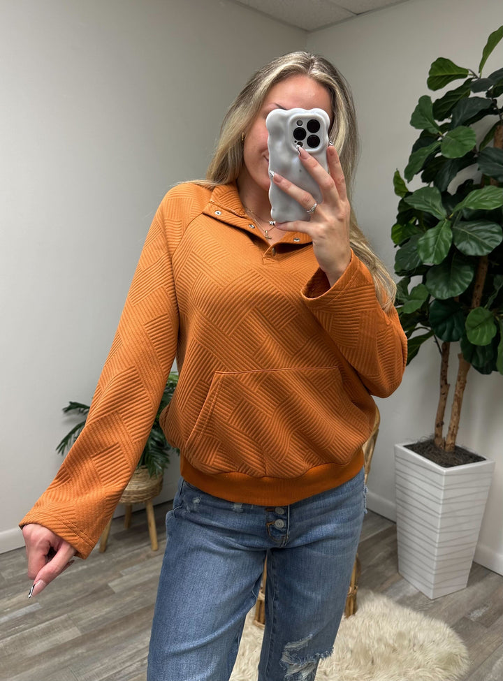 Charlotte Textured Snap Sweatshirt (Ships in 2-3 Weeks)