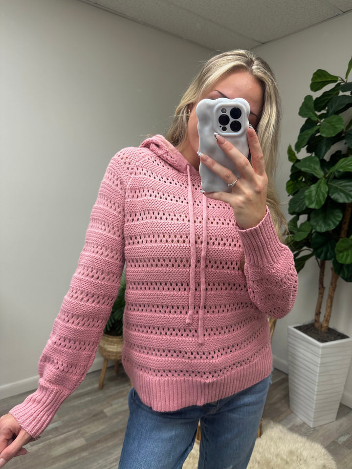 Isla Pointelle Hooded Sweater - Choice of Color (Ships in 2-3 Weeks)