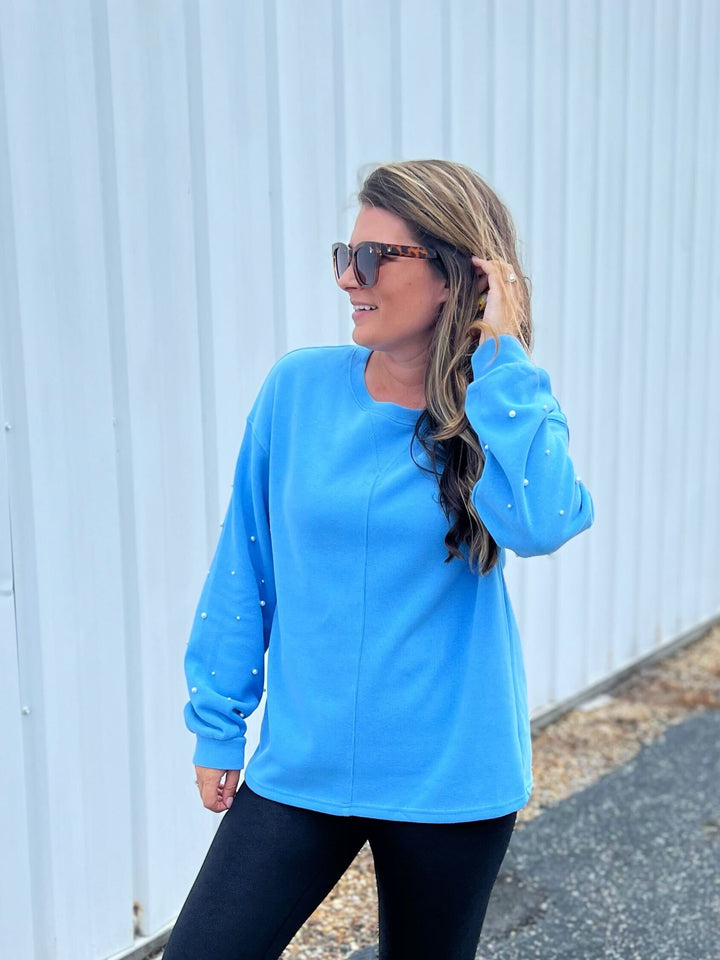 Nicole Pearl Sleeve Lightweight Sweatshirt - Choice of Colors (Ships in 2-3 Weeks)