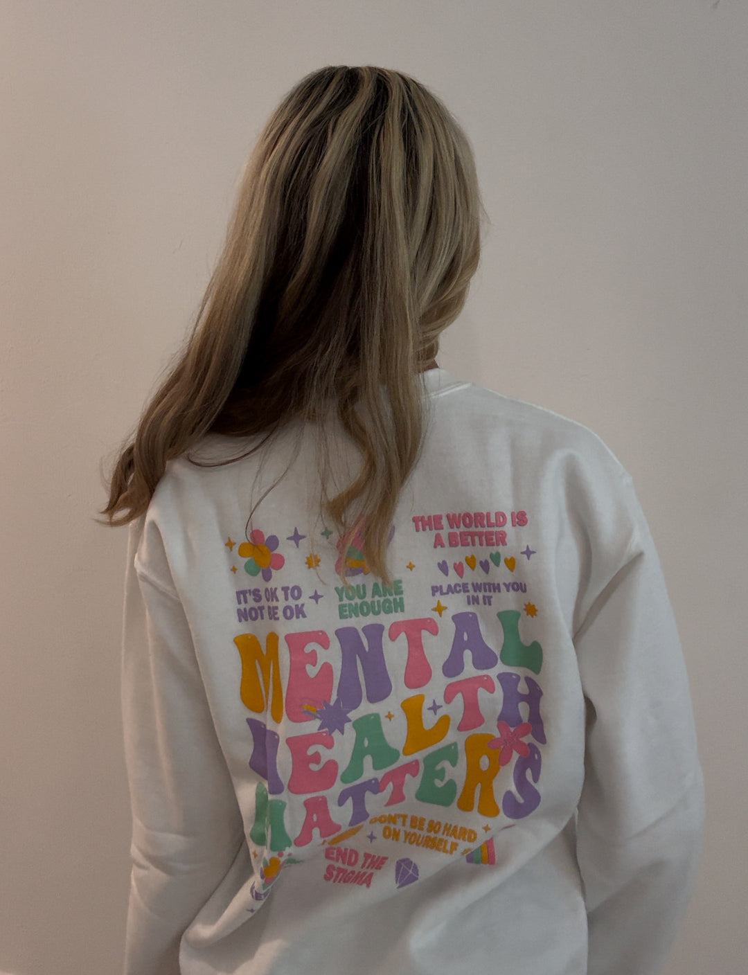 'Mental Health Matters' Multicolor Graphic Sweatshirt: Prep Obsessed x Weather With Lauren