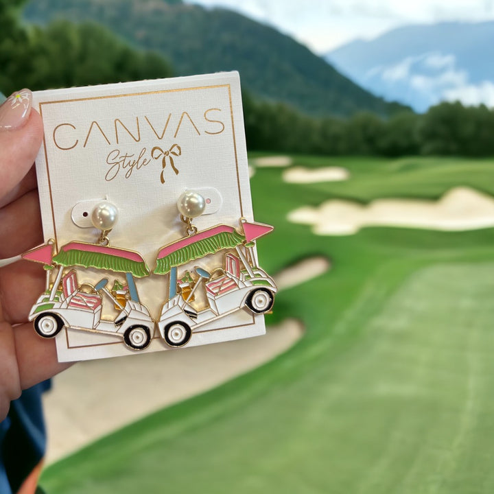 Bella Enamel Golf Cart Earrings