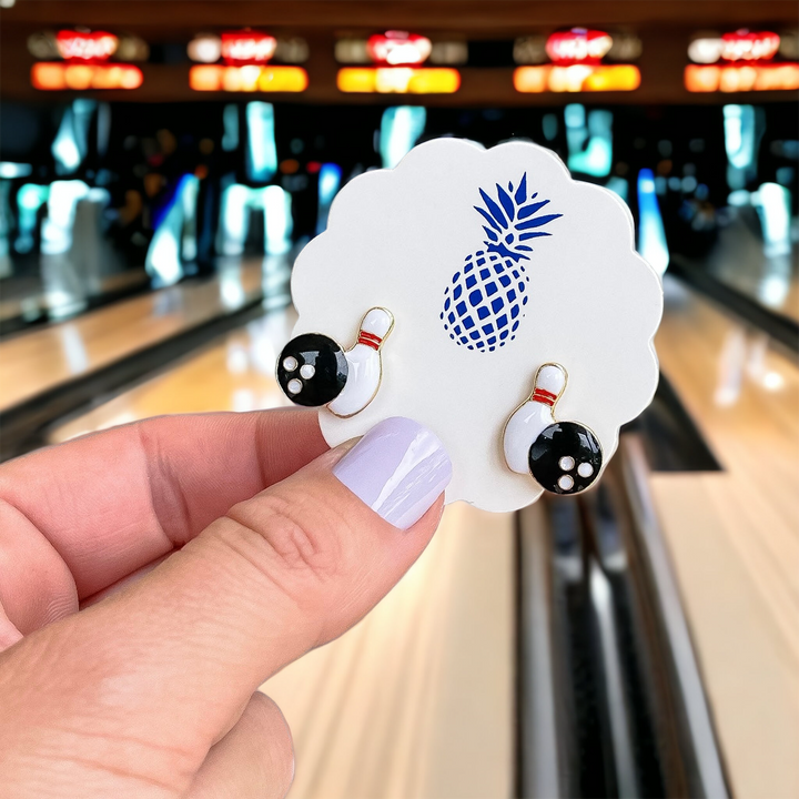 Bowling Signature Enamel Stud Earrings by Prep Obsessed