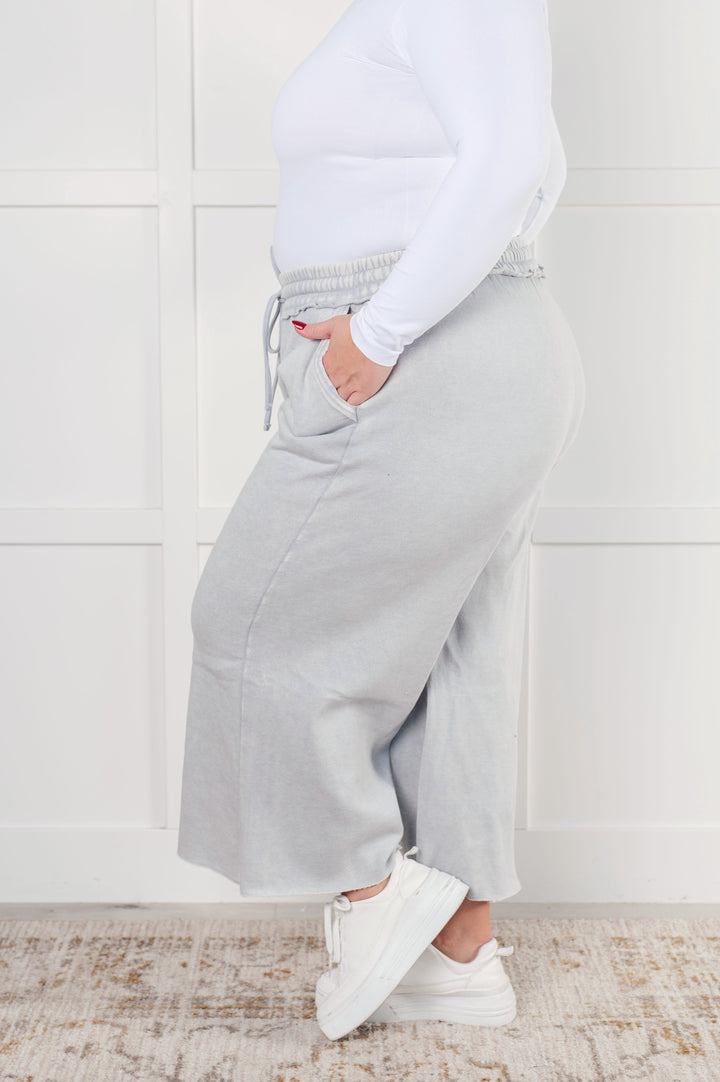 In or Out Wide Leg Cropped Pants in Light Grey - 12/18