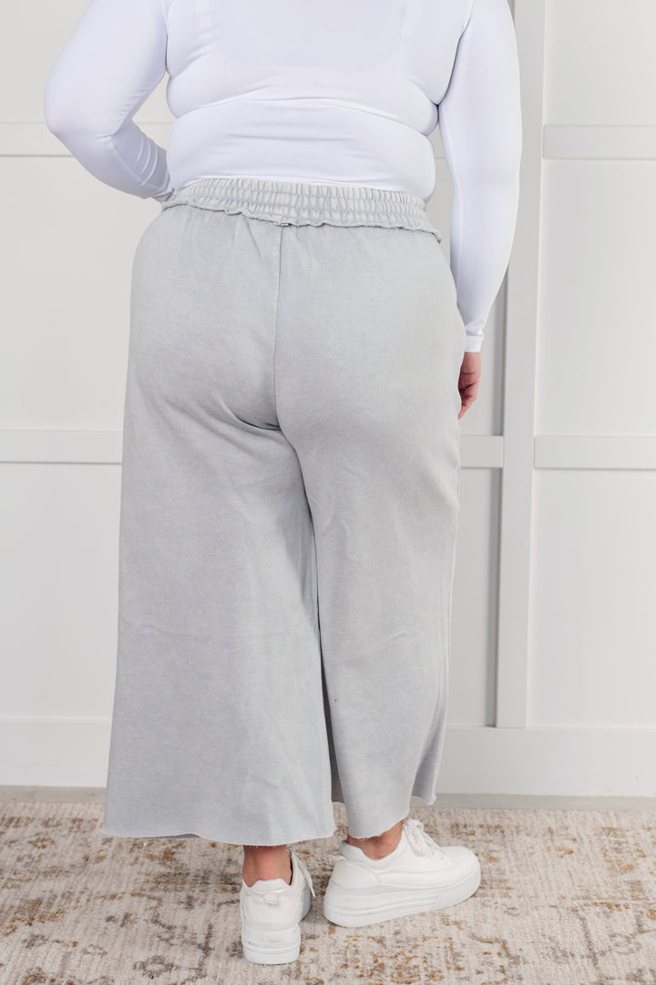 In or Out Wide Leg Cropped Pants in Light Grey - 12/18