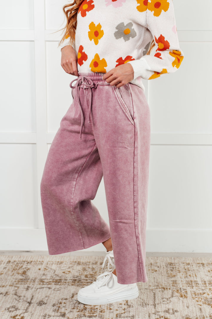 In or Out Wide Leg Cropped Pants in Light Rose - 12/18