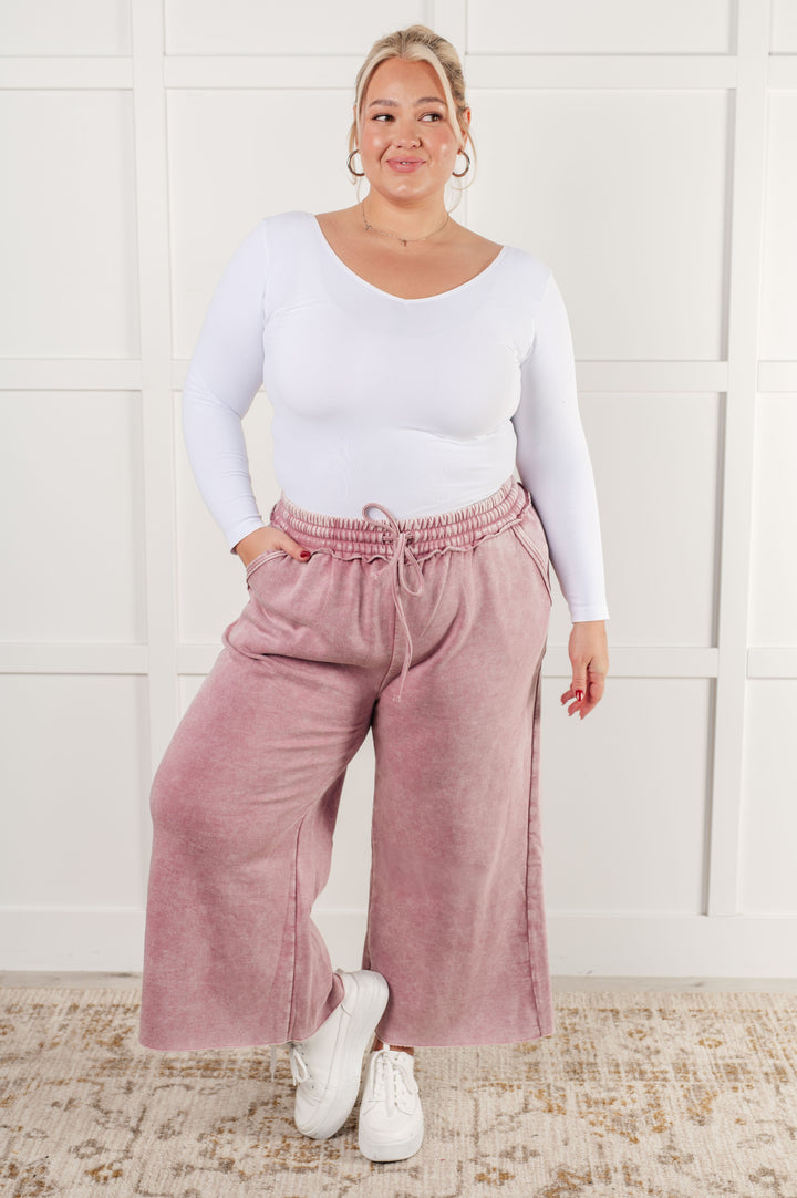 In or Out Wide Leg Cropped Pants in Light Rose - 12/18