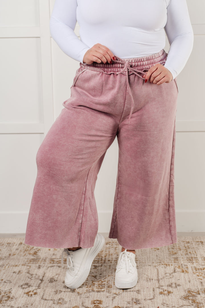 In or Out Wide Leg Cropped Pants in Light Rose - 12/18