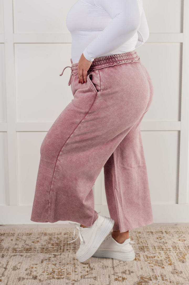 In or Out Wide Leg Cropped Pants in Light Rose - 12/18