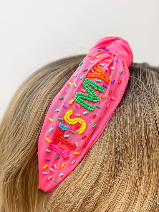 'It's My Birthday' Embellished Headband - Pink