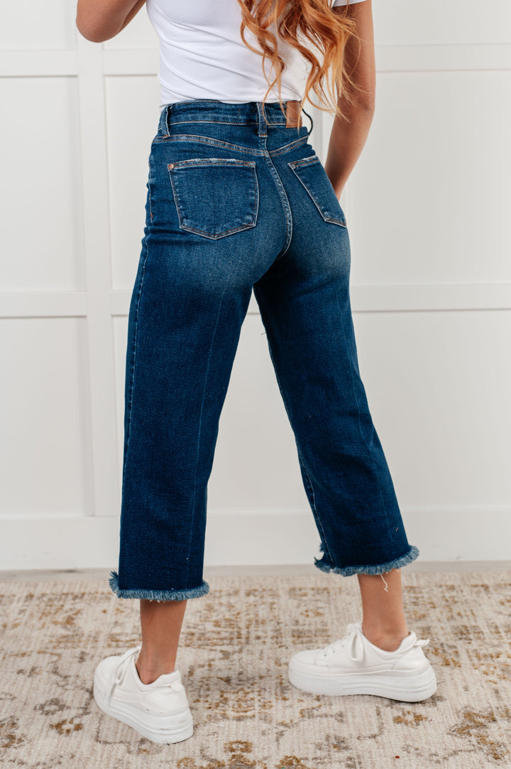 Janice High Rise Button Fly Wide Leg Crop Jeans by Judy Blue