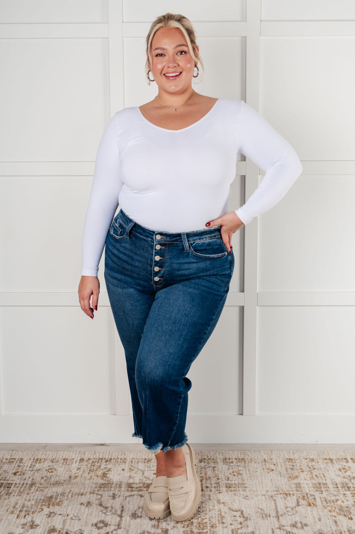 Janice High Rise Button Fly Wide Leg Crop Jeans by Judy Blue