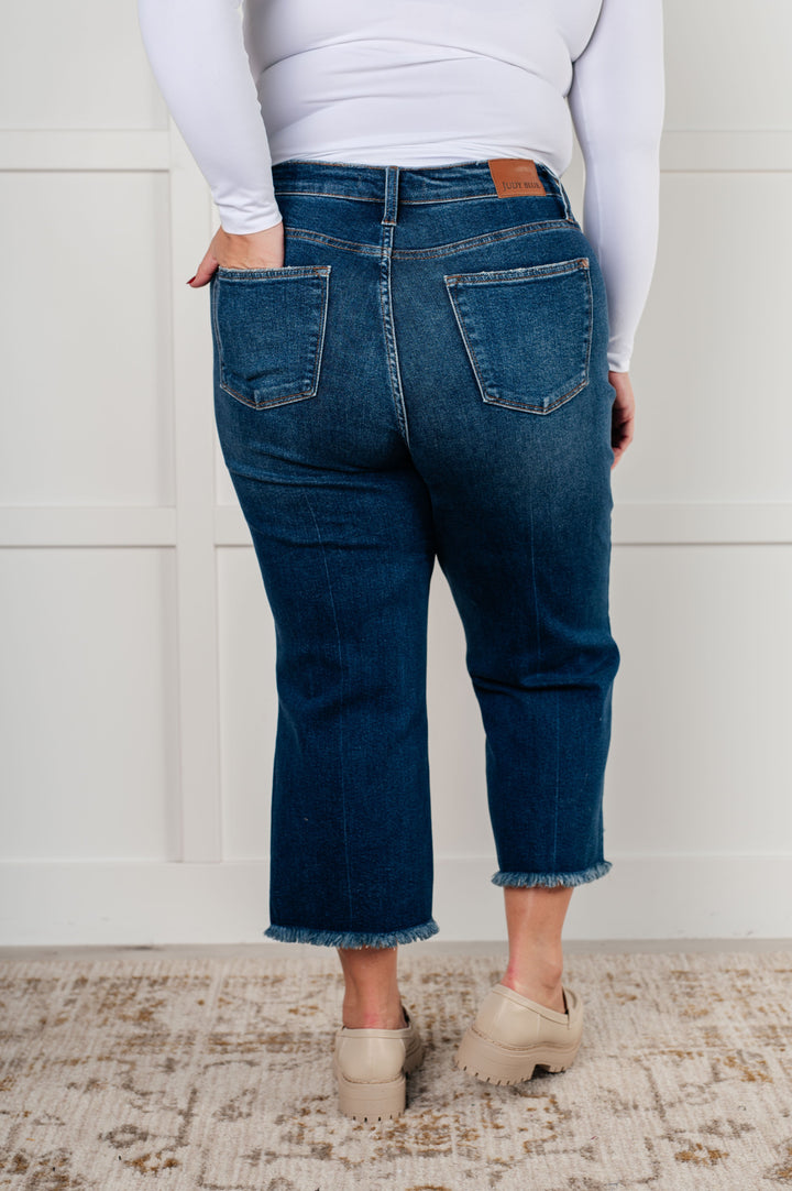 Janice High Rise Button Fly Wide Leg Crop Jeans by Judy Blue