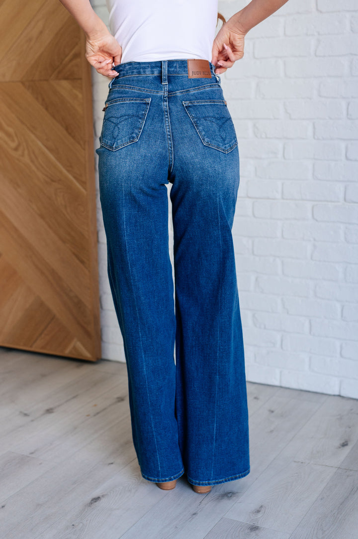 Eliza High Rise Control Top Retro Wide Leg Jeans by Judy Blue