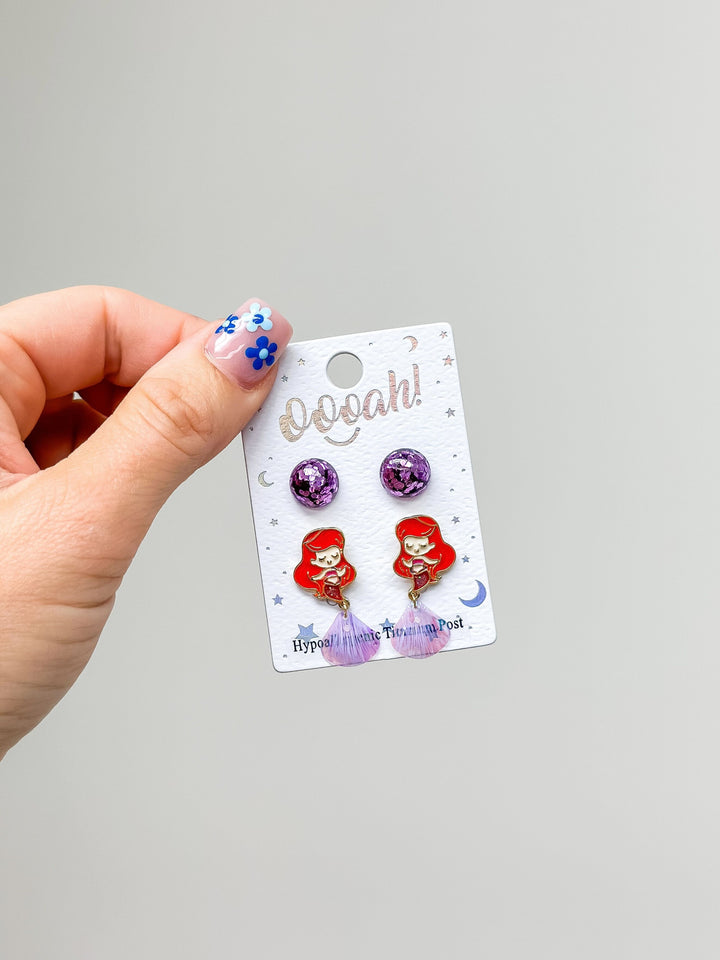 Kids Mermaid Stud Earring Set