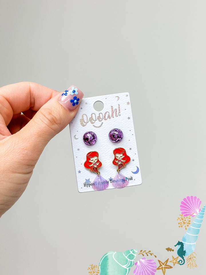 Kids Mermaid Stud Earring Set