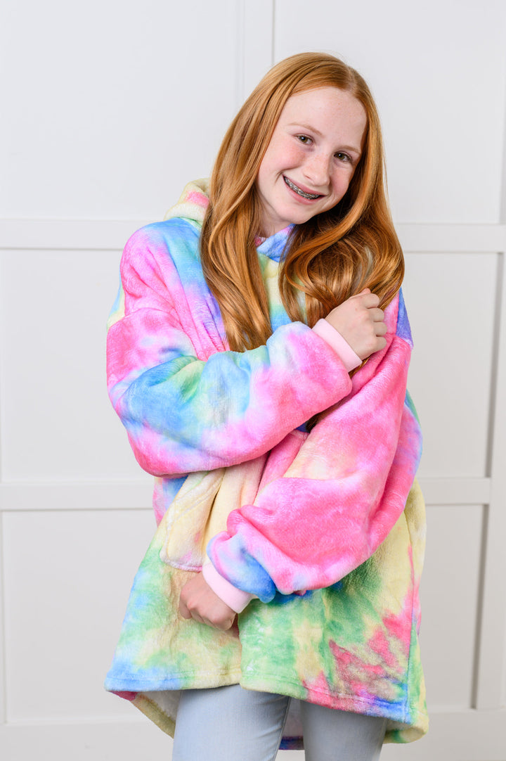 Kids Oversized Hoodie Blanket in Rainbow - 12/6