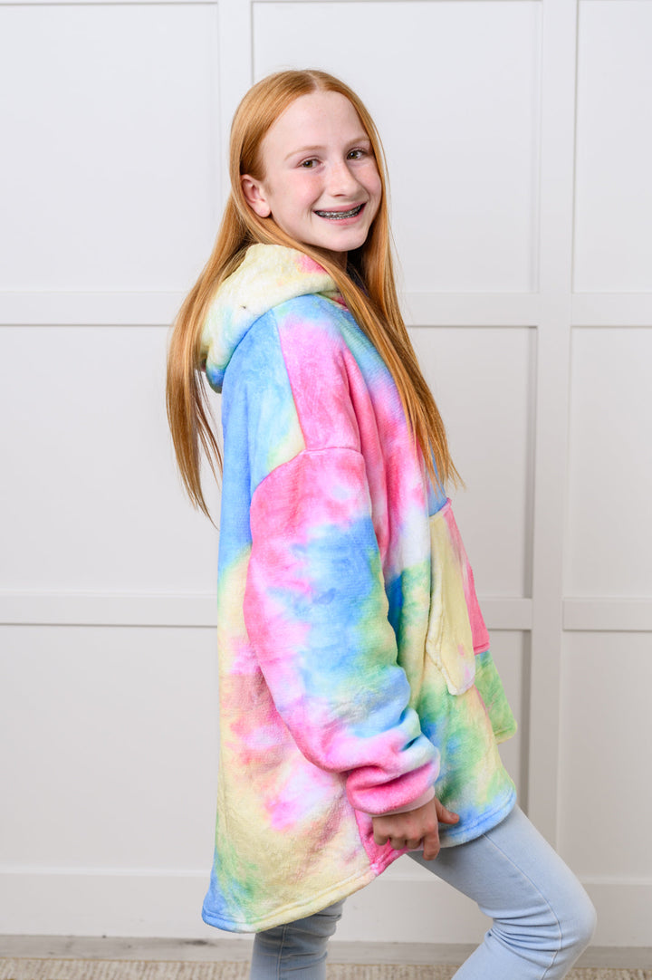 Kids Oversized Hoodie Blanket in Rainbow - 12/6