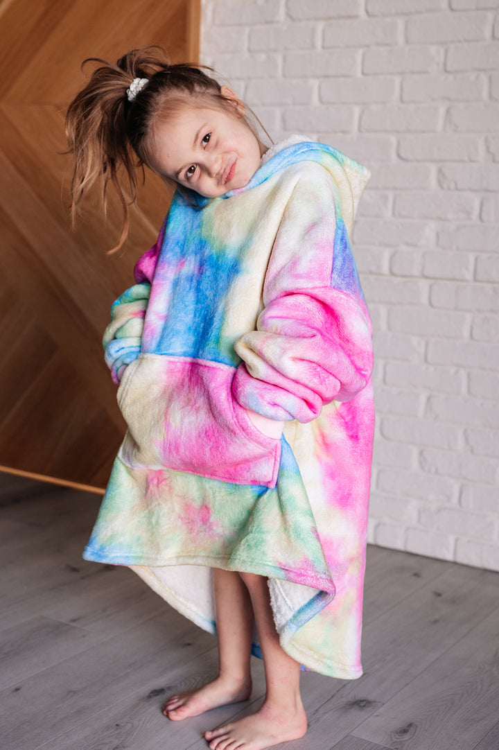 Kids Oversized Hoodie Blanket in Rainbow - 12/6