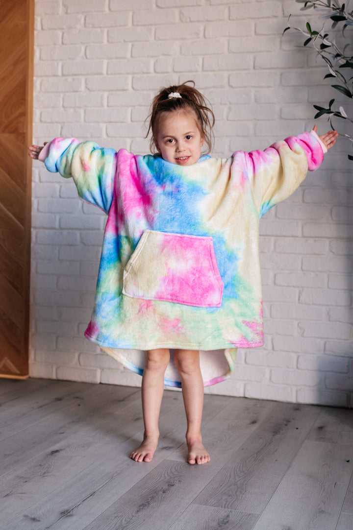 Kids Oversized Hoodie Blanket in Rainbow - 12/6