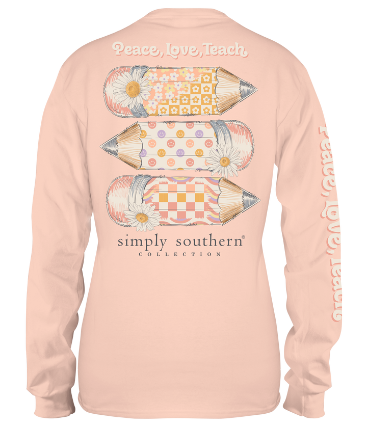 'Peace Love Teach' Long Sleeve Tee by Simply Southern