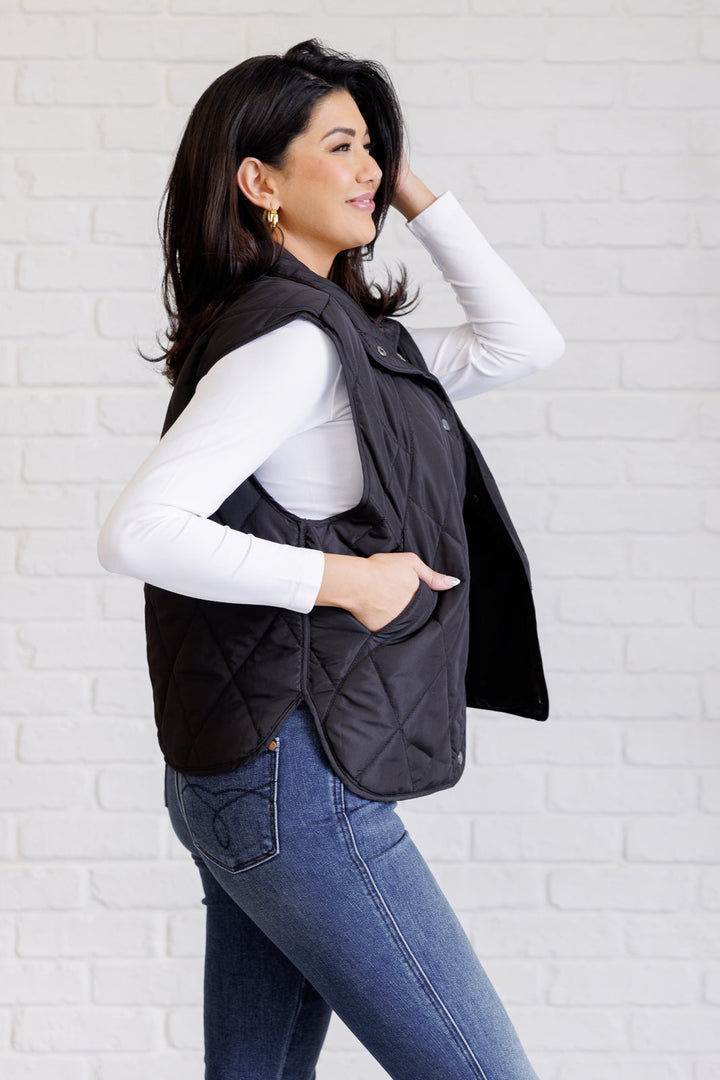 Layering Queen Quilted Puffer Vest in Black