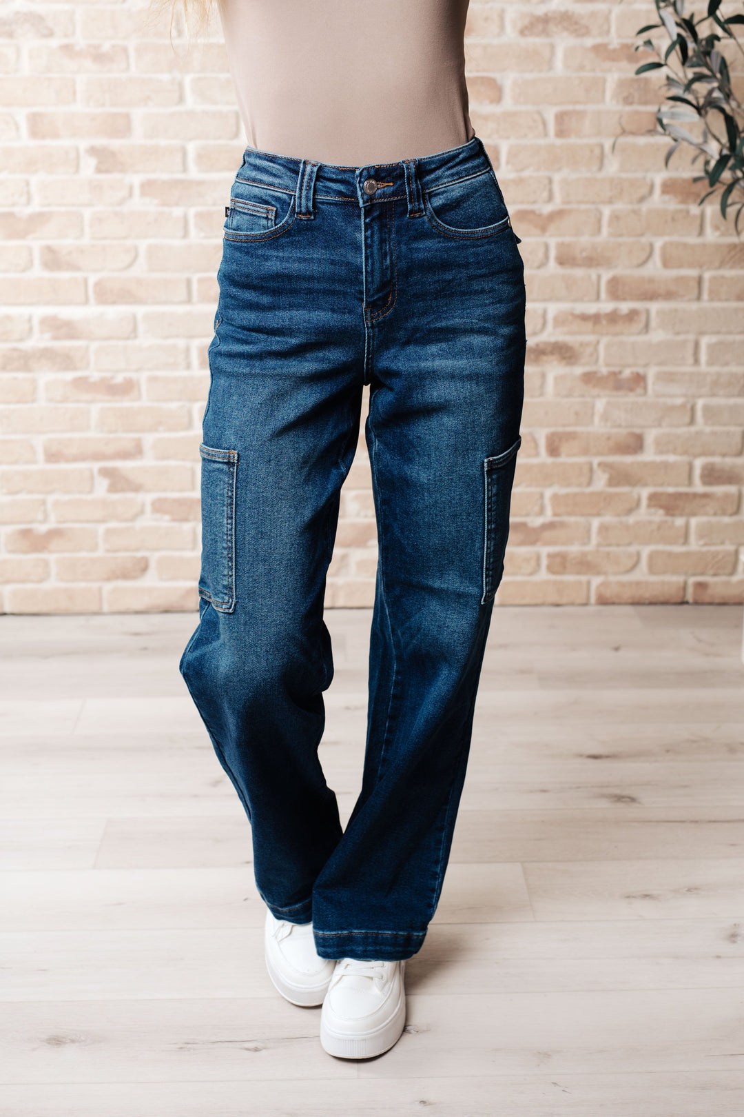 Leila High Rise Cargo Straight Jeans by Judy Blue