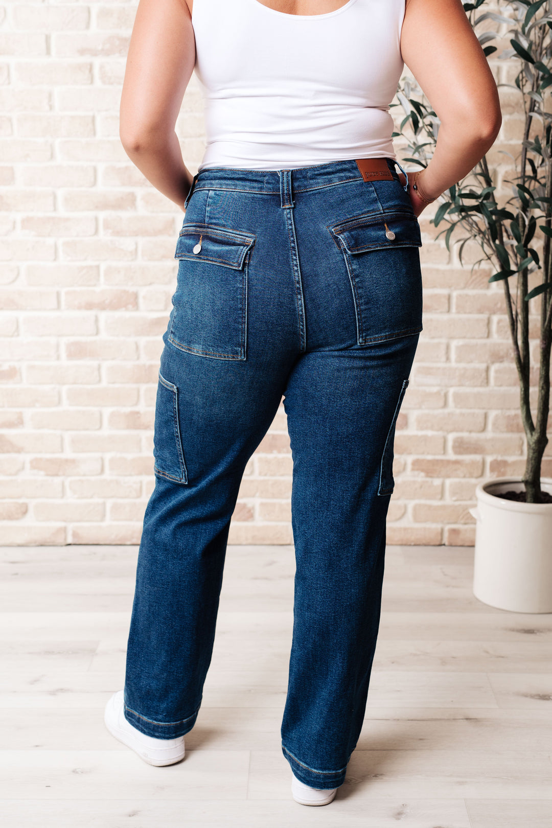 Leila High Rise Cargo Straight Jeans by Judy Blue