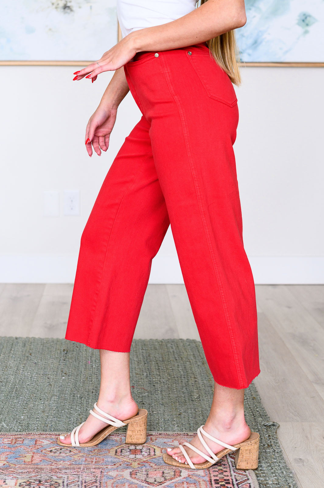 Lisa High Rise Control Top Wide Leg Crop Jeans by Judy Blue - Red