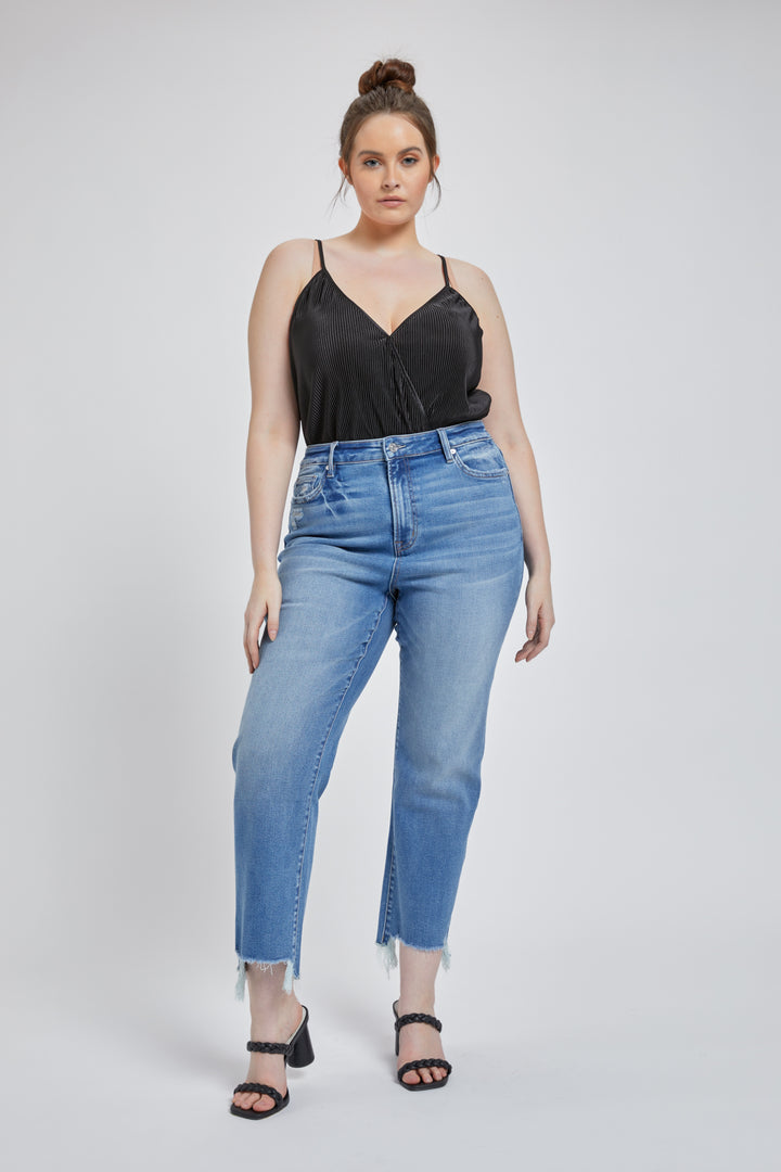 Super High Straight Leg Step Hem Jeans by Mica Denim (Ships in 2-3 Weeks)