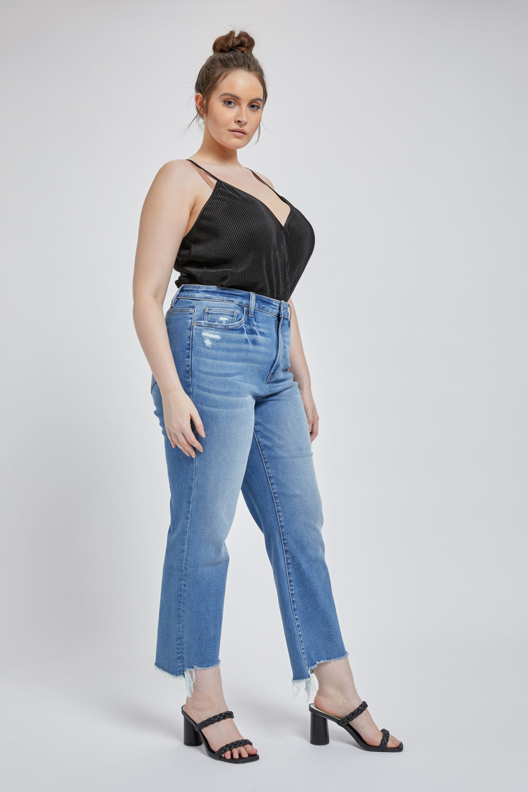 Super High Straight Leg Step Hem Jeans by Mica Denim (Ships in 2-3 Weeks)