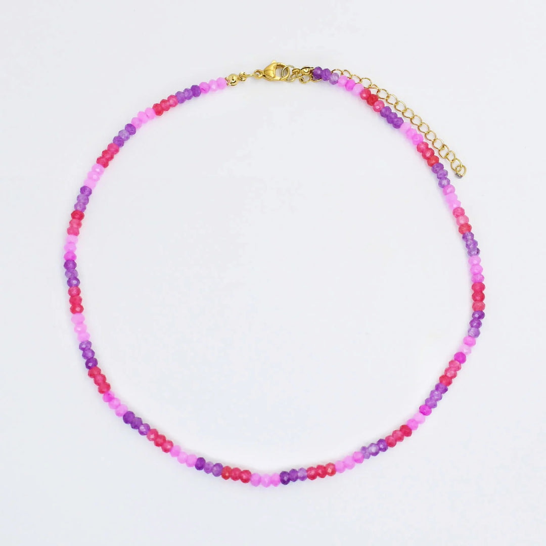 Magenta Dainty Gemstone Necklace