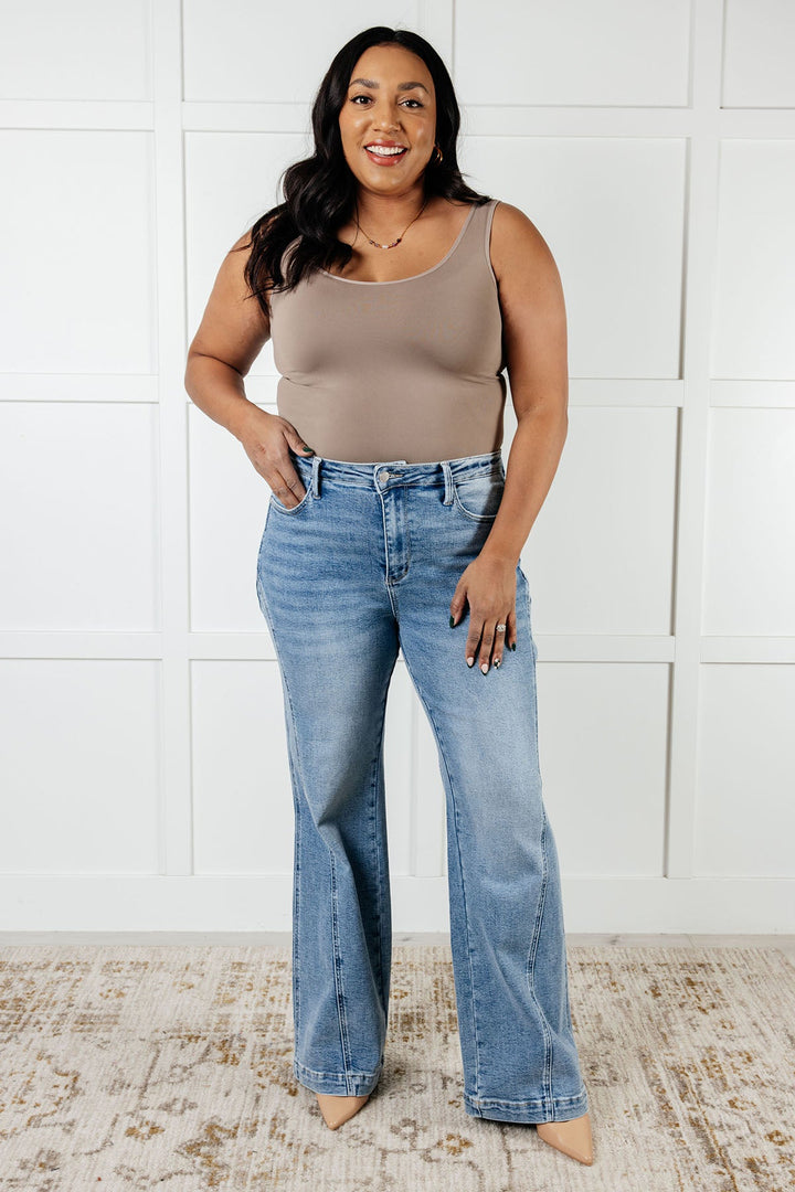 Melia High Rise Side Seam Detail Wide Leg Jeans by Judy Blue