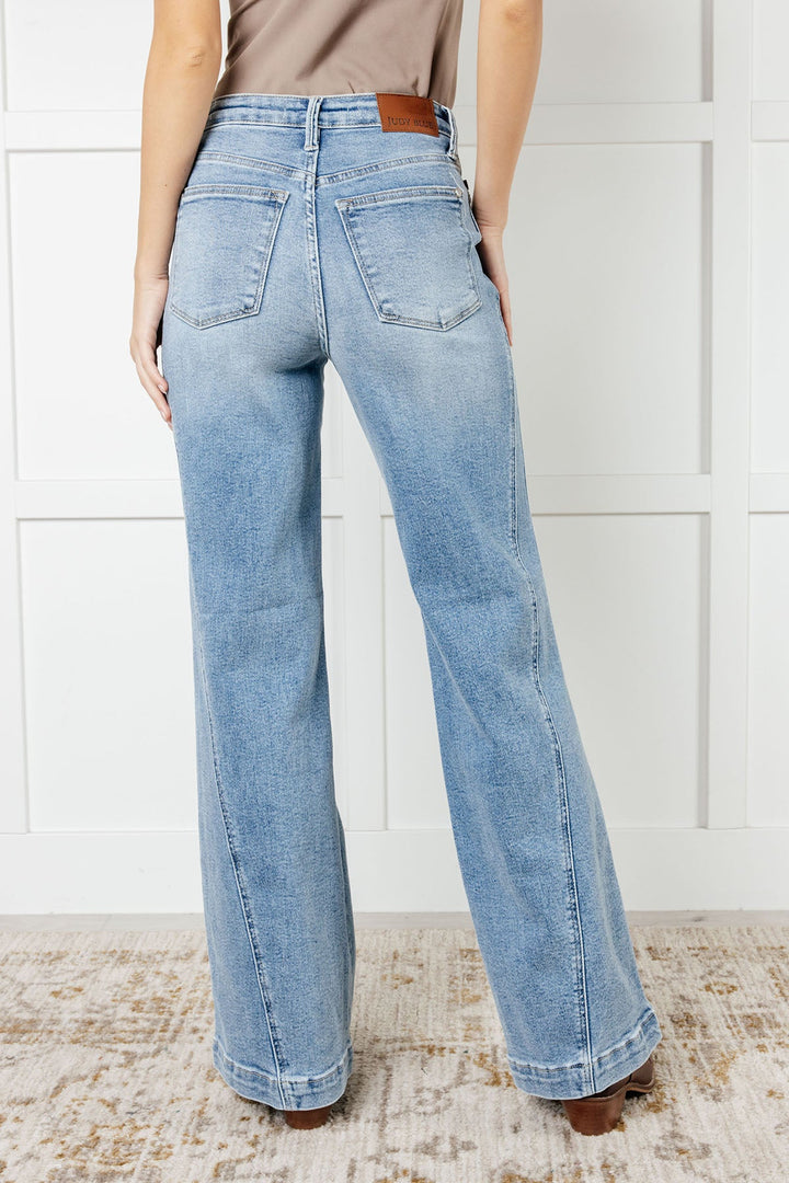 Melia High Rise Side Seam Detail Wide Leg Jeans by Judy Blue