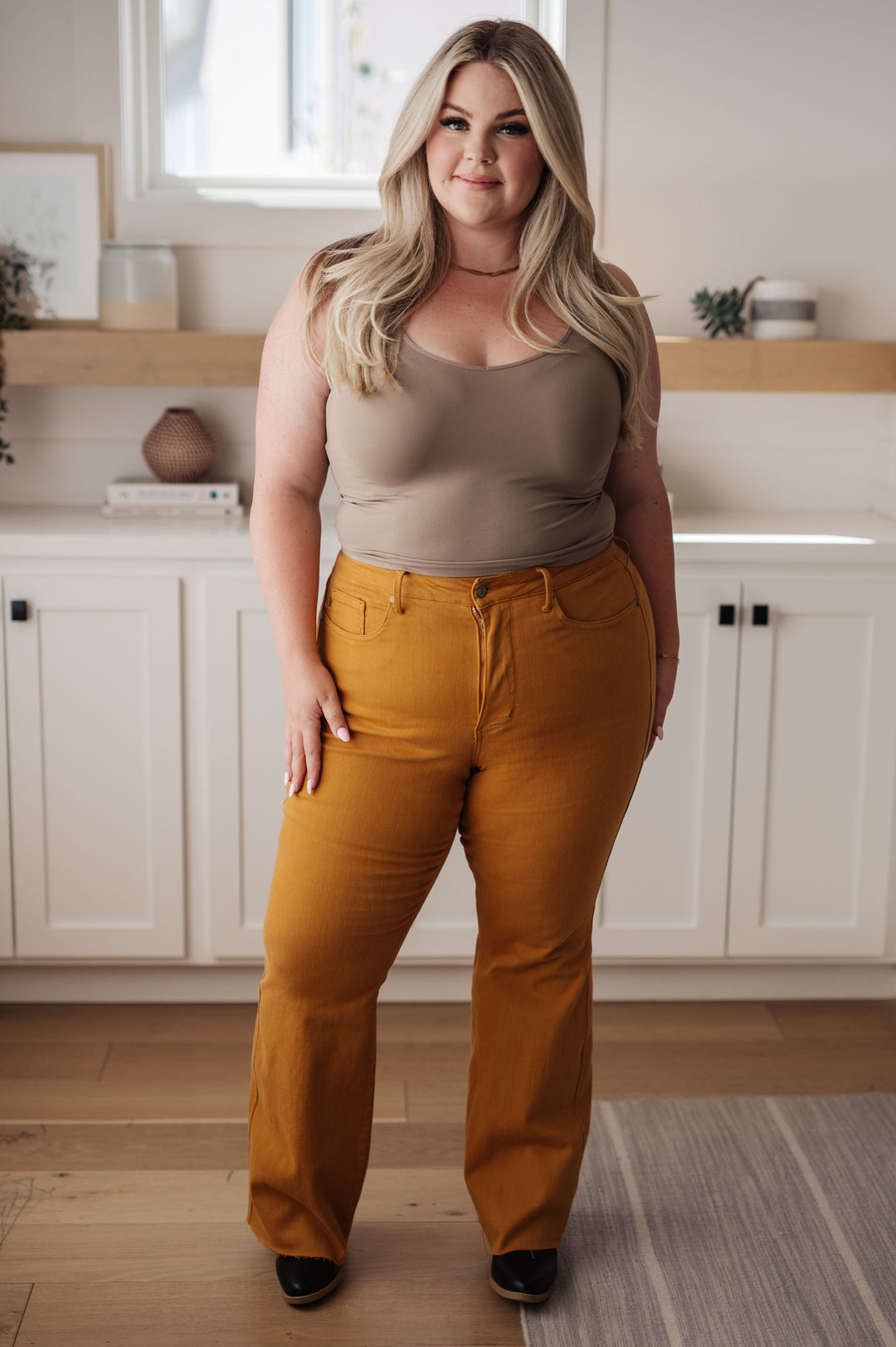 Melinda High Rise Control Top Flare Jeans in Marigold by Judy Blue