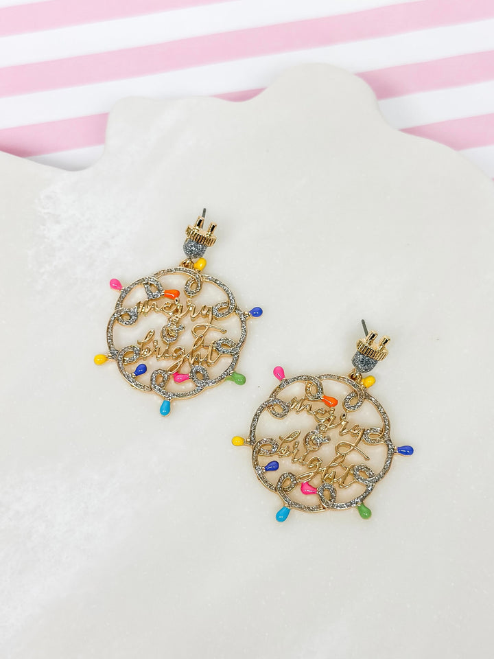 'Merry & Bright' Christmas Lights Dangle Earrings