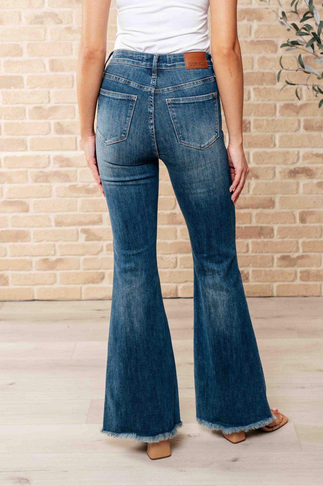 Miley High Waist Control Top Frayed Hem Flare Jeans by Judy Blue