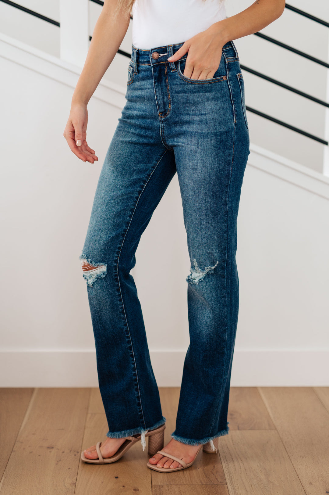 Morgan High Rise Distressed Straight Jeans by Judy Blue