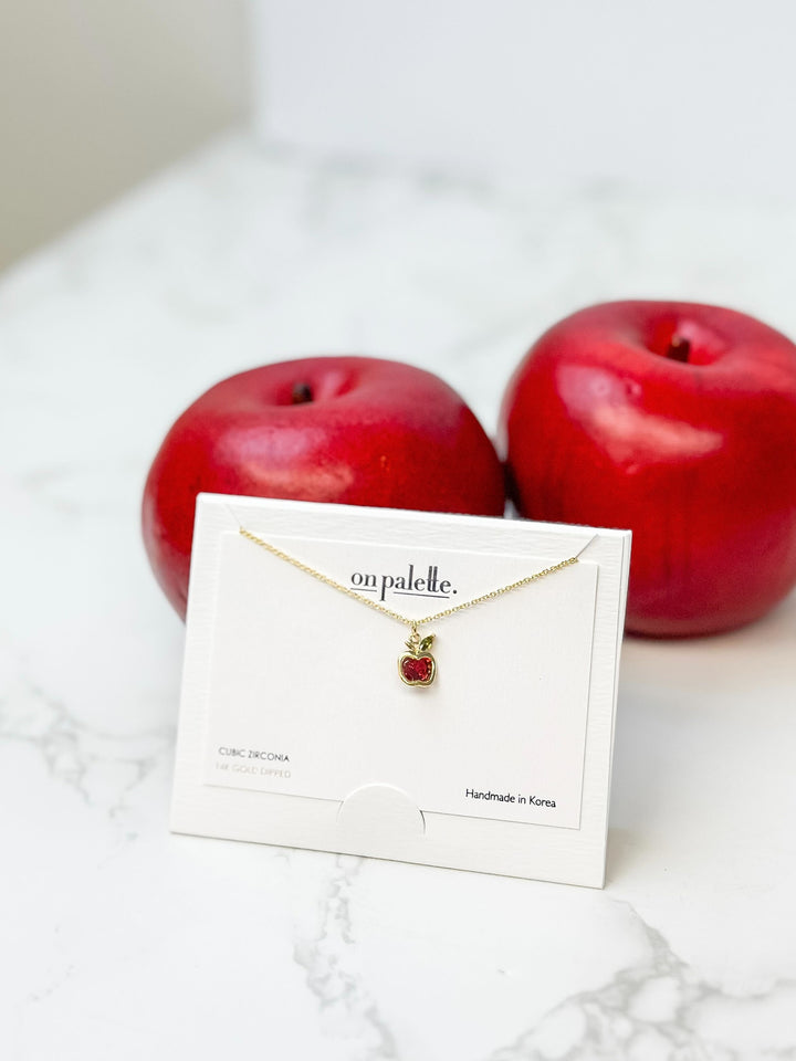 Cubic Zirconia Apple Pendant Necklace