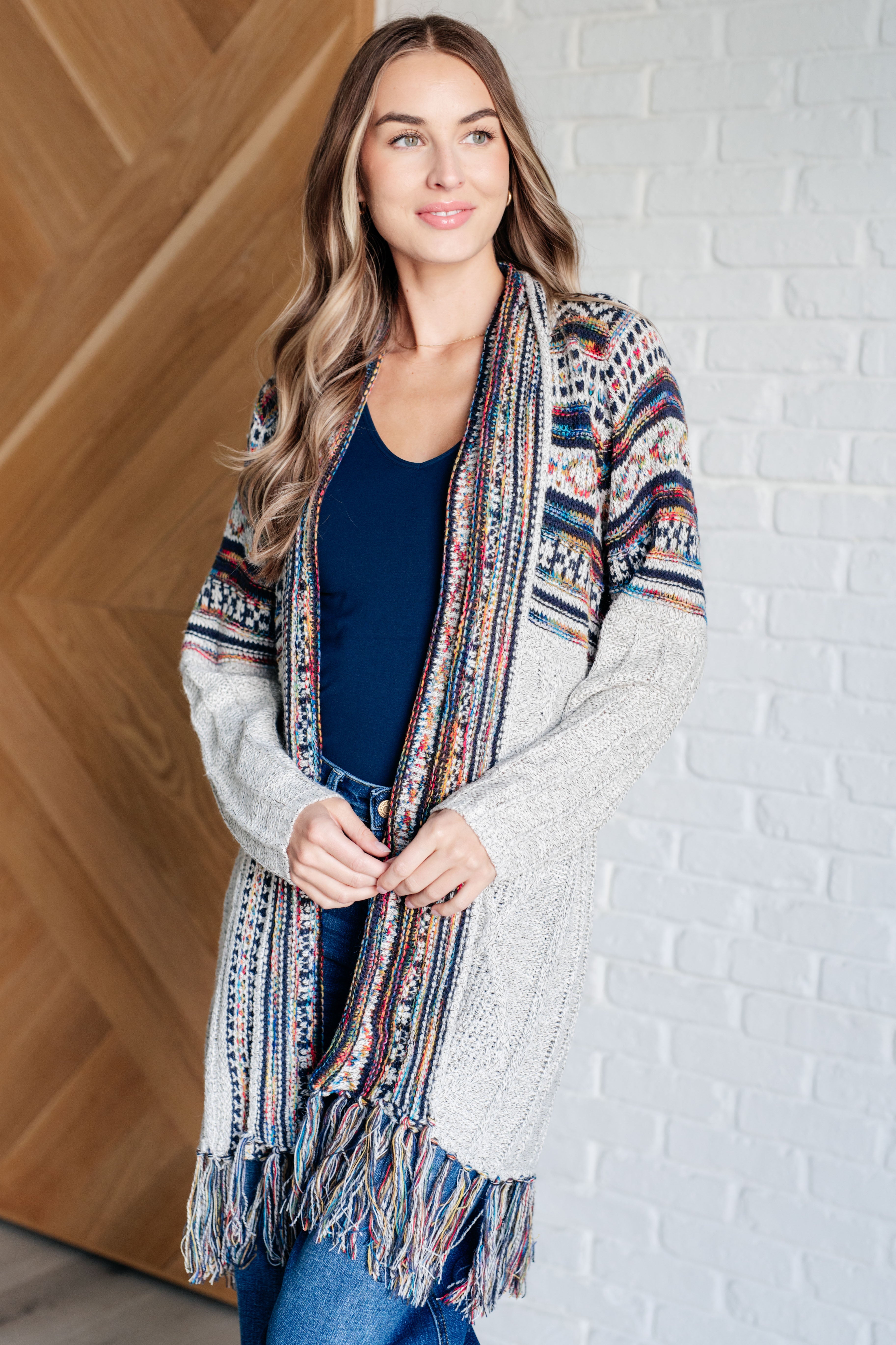 Lucky Brand Long Fringe Boho Cardigan orders Sweater